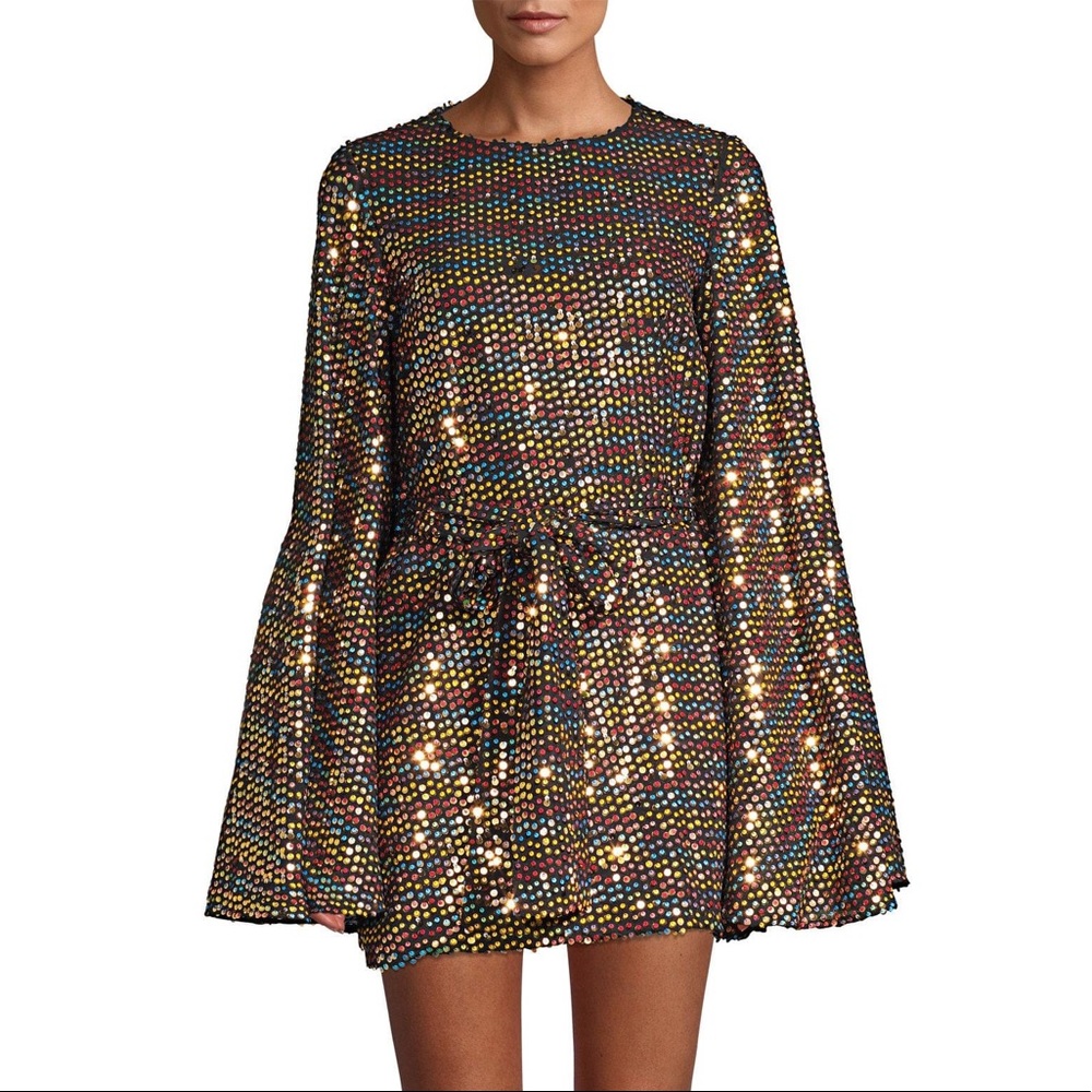 Caroline Constas Sequin bell sleeve mini dress